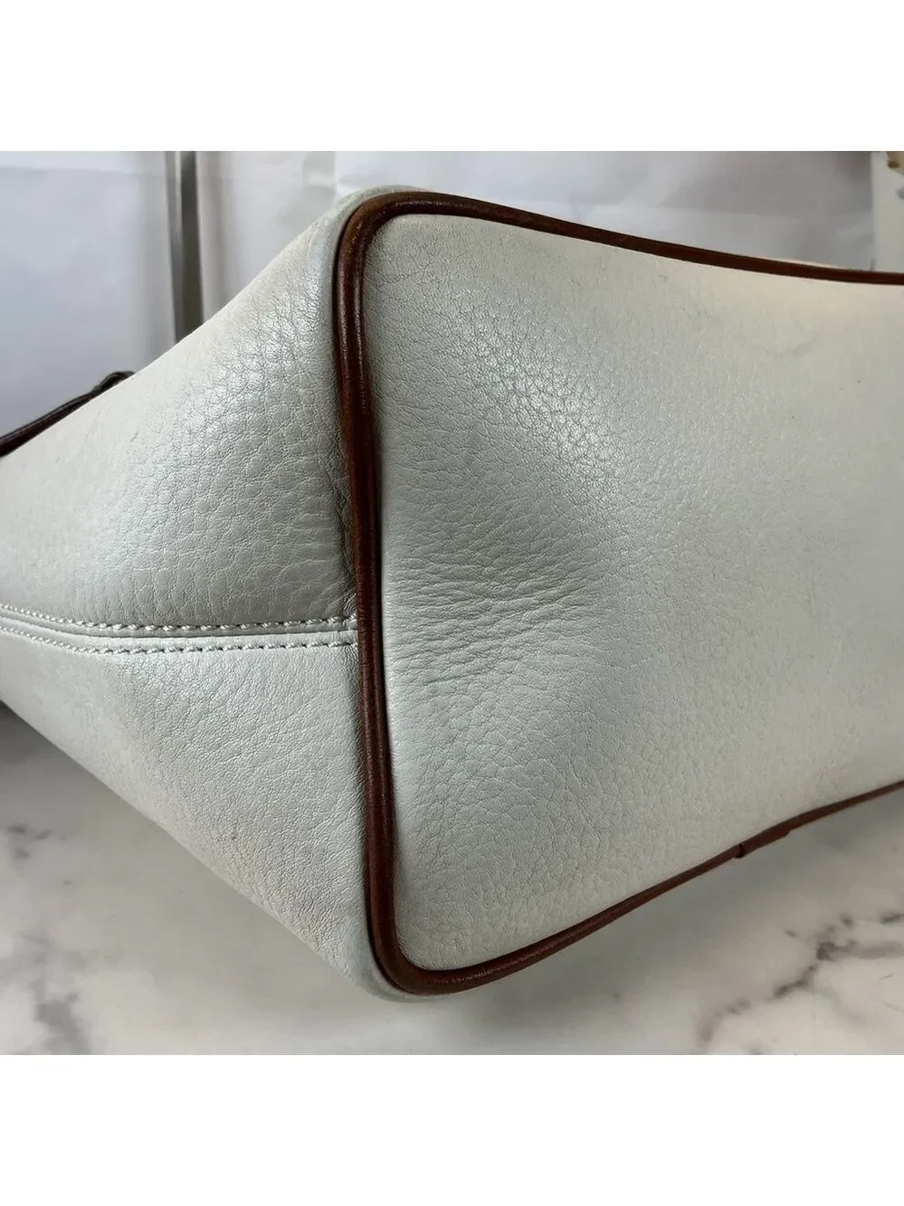 Dooney & Bourke Vintage White Cream and Brown Hobo Shoulder‎ Bag
